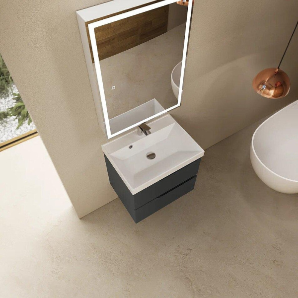 тумба под раковину aquame s3 60 aqm900360gm подвесная цвет антрацит