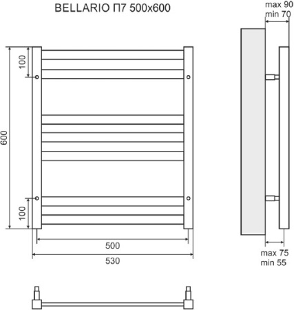 полотенцесушитель водяной lemark bellario п7 50x60