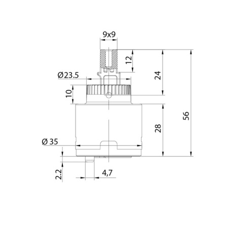 картридж для смесителя iddis 999c35d6smmr керамика, 35 мм, без ножек, 90°, cold-start mirror