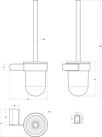ёршик для унитаза cezares stylus stylus-tbs-v-in настенный, сатин