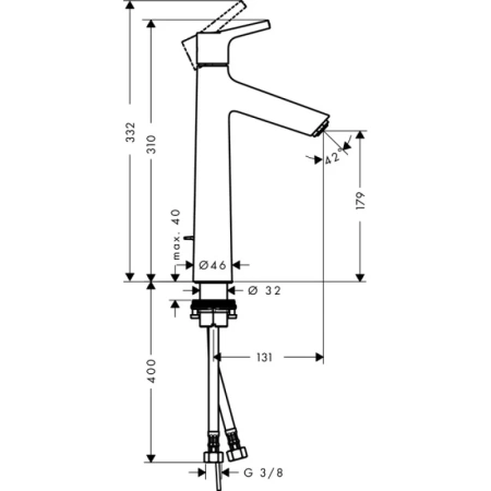 смеситель для раковины 190 с донным клапаном hansgrohe talis s 72031000