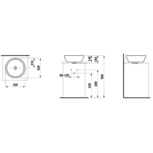 раковина накладная laufen pro 8.1296.2.000.109.1 42x42 см, белая