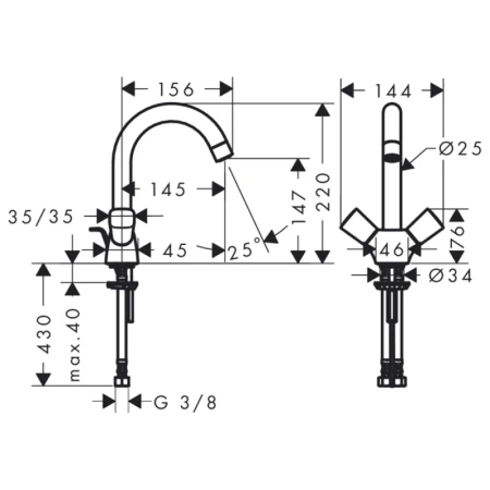 смеситель для раковины 150, с донным клапаном hansgrohe logis 71222000