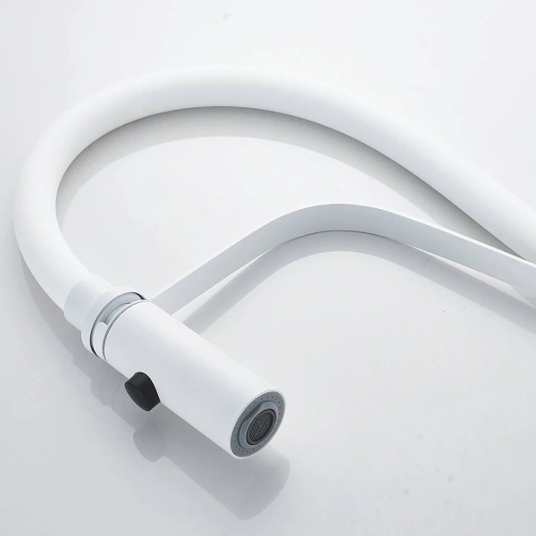 смеситель для кухни shevanik s943c-1 с гибким изливом, белый