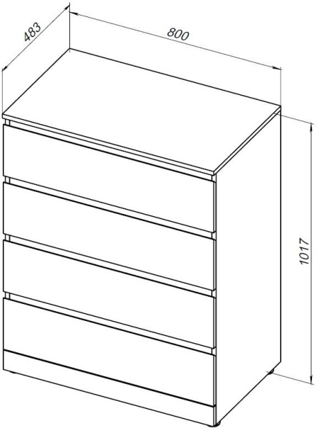 комод aquanet сканди 80 дуб крафт (4 ящика)