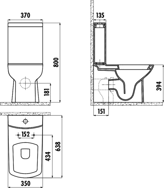 бачок для унитаза creavit lara lr410-00sm00e-0000 черный матовый