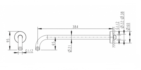 кронштейн для верхнего душа bravat built-in (d313c-1-rus)