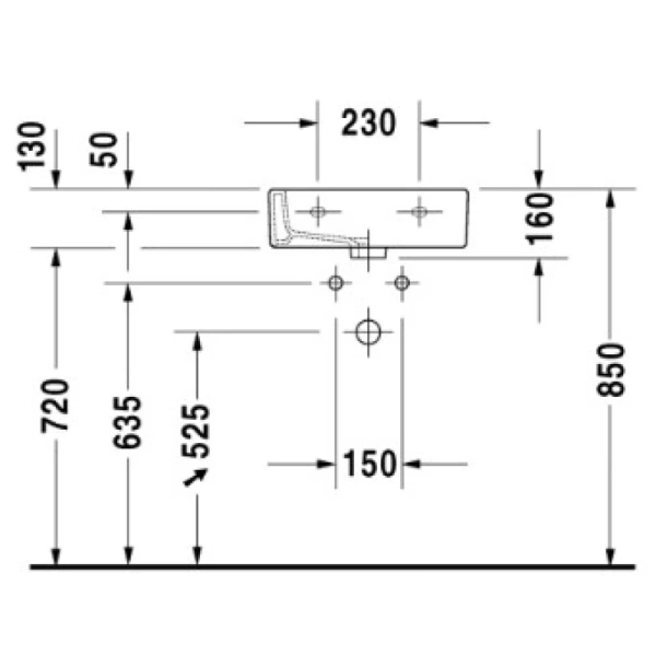 раковина накладная/подвесная duravit vero 0704450000 45 см