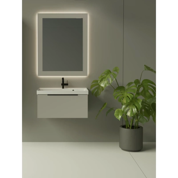 зеркало la fenice terra fnc-02-cub-c-80-60 80x60 см, с led-подсветкой, сенсорным выключателем, бежевый матовый