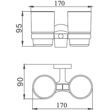 стакан для зубных щеток haiba hb8708 двойной цвет черный