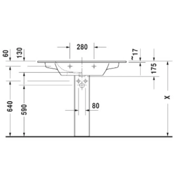 раковина полувстраиваемая duravit me by starck 2336100000