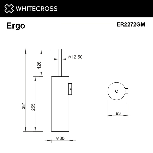 Ершик для унитаза Whitecross Ergo ER2272GM настенный, оружейная сталь