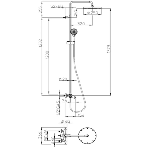 душевая система bossini elios l10402.1.030 с термостатом хром