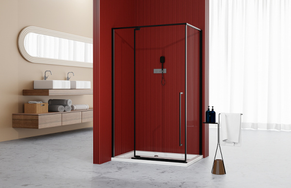 душевой уголок, душевое ограждение esbano art esa-128ps-b 120х80 см с распашной дверью, прямоугольный, профиль черный матовый, стекло прозрачное 6 мм, без поддона