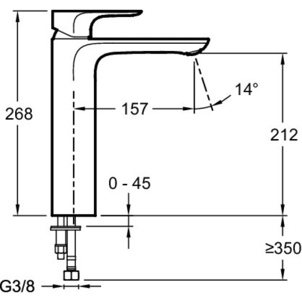 смеситель jacob delafon aleo e72299-4-cp для раковины, цвет хром