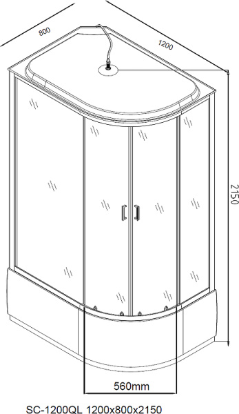 акриловый поддон с куполом для кабины aquanet sc-1200q-l №3/3 243410 белый