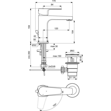 смеситель для раковины ideal standard cerafine d bc689aa