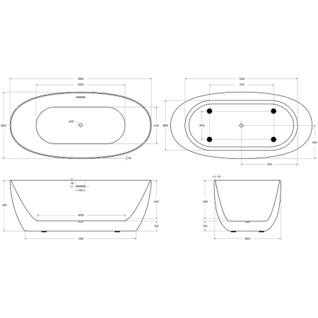 акриловая ванна belbagno 170x80 bb414-1700-800 без гидромассажа