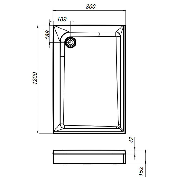 акриловый поддон для душа am.pm gem 120х80 w90t-404-12080w белый