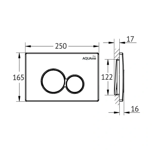 кнопка смыва aquame aqm4101b для инсталляции, черный матовый/хром/черный матовый