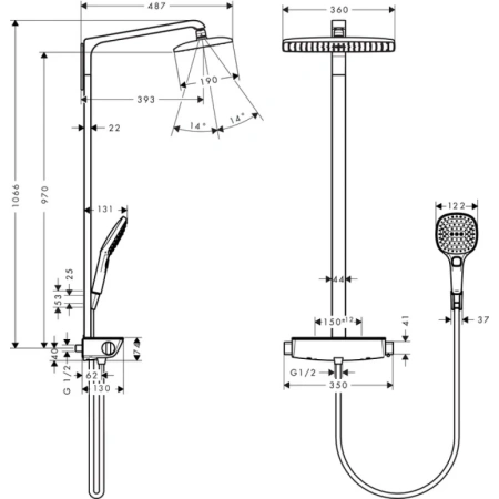 душевая система hansgrohe raindance select e 360 showerpipe 27112000