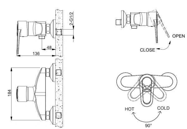 смеситель для душа bravat loop (f9124182bm-01-rus)