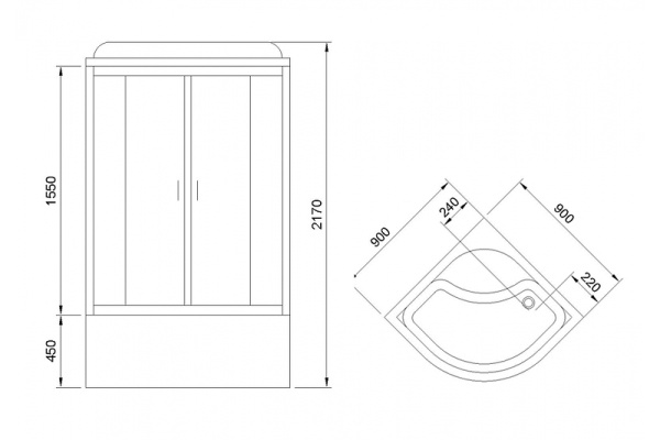 душевая кабина royal bath bk 90x90 rb90bk4-mm без гидромассажа