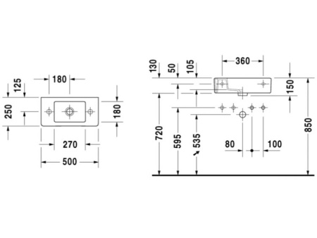 раковина подвесная 50 см duravit vero 07035000091