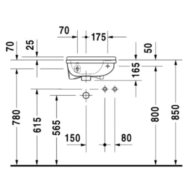 раковина подвесная duravit starck 3 0751400000