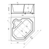 акриловая ванна aquatek лира 148x148 lir150-0000011 без гидромассажа без панелей с каркасом (вклеенный) со слив-переливом