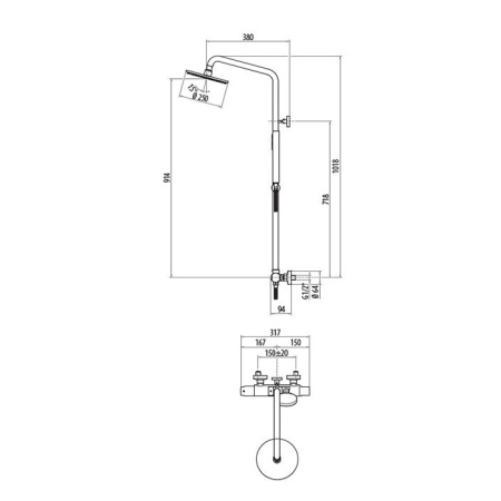 душевая система gattoni programma doccia kit/ts60c0, цвет хром