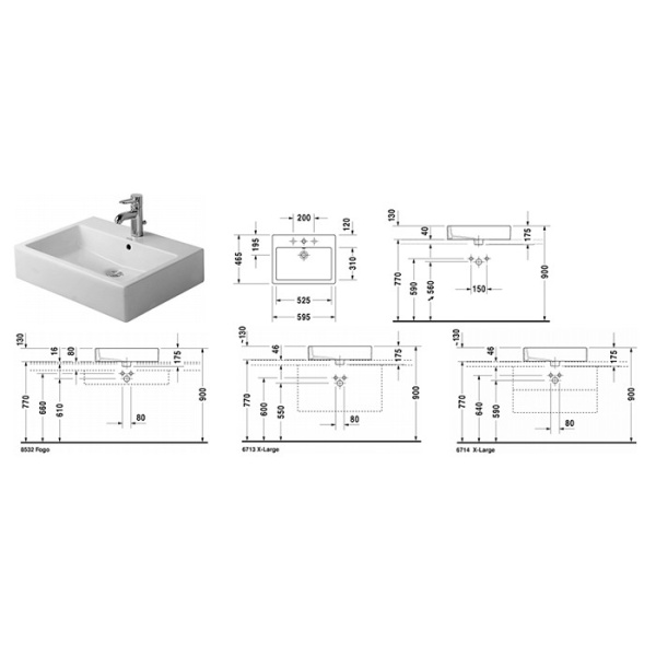 раковина накладная/подвесная duravit vero 0452600044 59.5x46.5 см, цвет белый