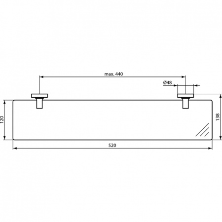 полка ideal standard iom a9124aa матовое стекло