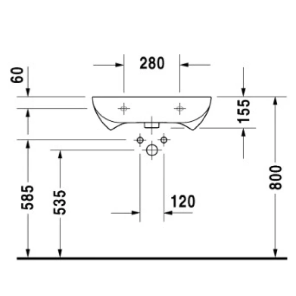 раковина подвесная duravit d-code 23126000002