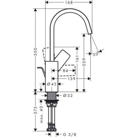 смеситель для раковины с донным клапаном hansgrohe vivenis 75030000