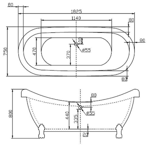 акриловая ванна belbagno 183x75 bb05 без гидромассажа