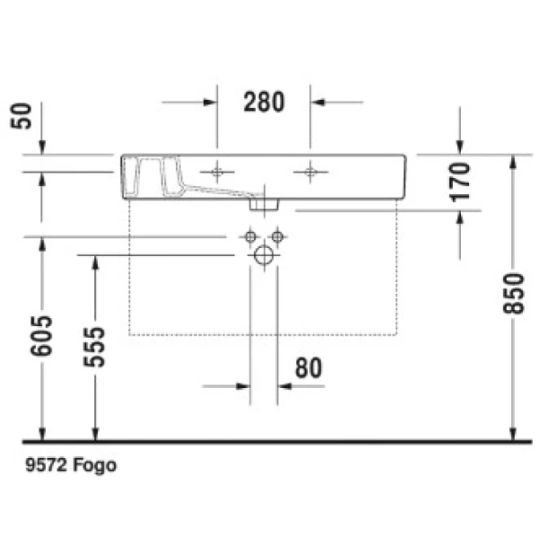 раковина накладная/подвесная 85 см duravit vero 032985 00 00