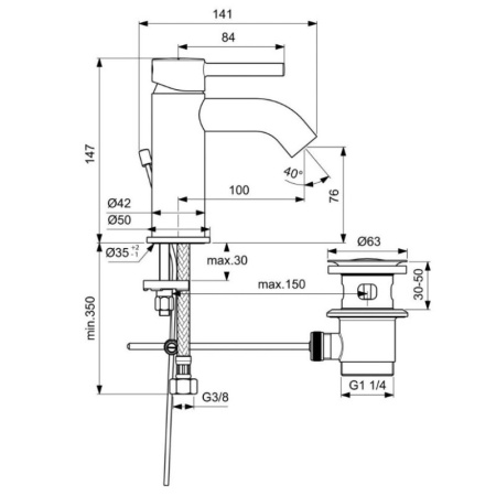 смеситель для раковины ideal standard kolva bc666u5 белый