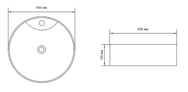 раковина aquanet moon-2-mb 00273671 ø43см, накладная, цвет черный матовый