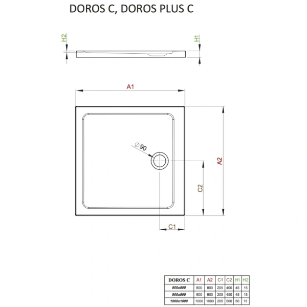 акриловый поддон 80x80 см radaway doros c sdrc8080-01