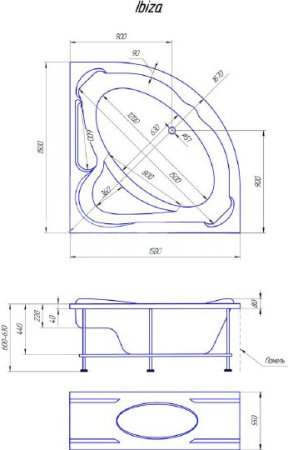 акриловая ванна 1marka ibiza 150x150, 01иб1515 / 04626 без гидромассажа