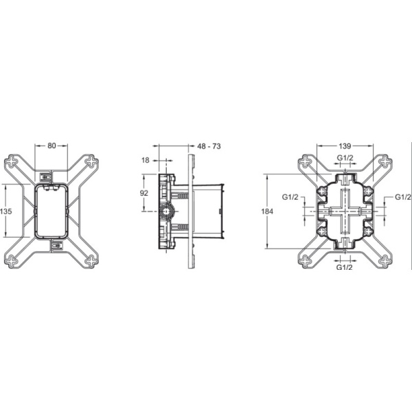 скрытая часть для смесителя jacob delafon modulo 98699d-nf g 1/2