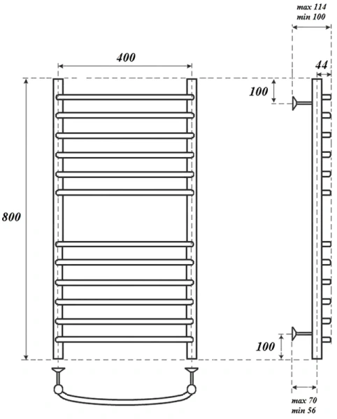 полотенцесушитель point альфа pn05148s водяной, 40x80 см, хром