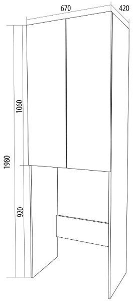 шкаф пенал 1marka lock 67н ц0000012066 над стиральной машиной белый