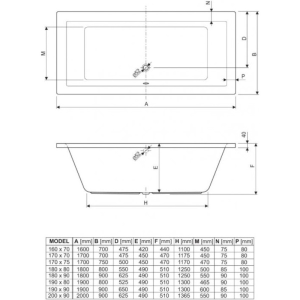 акриловая ванна 170x75 cezares plane plane-170-75-45-w37