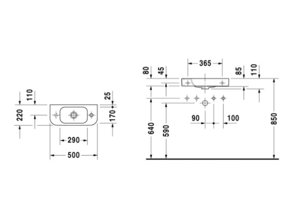 раковина подвесная 50 см duravit happy d.2 07115000081