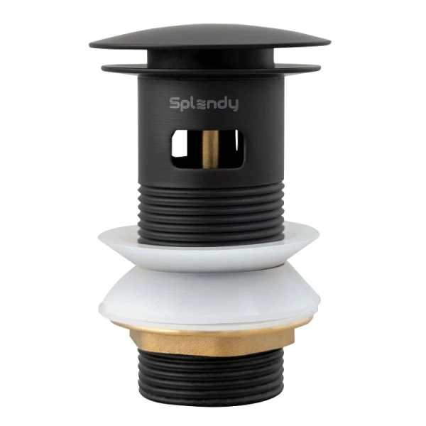 Донный клапан Splendy AA3071YORMBM для раковины, с переливом, матовый черный