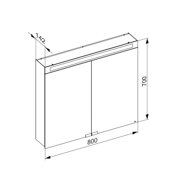 зеркальный шкаф keuco royal e-one 44302171301, 80x70 см, с подсветкой, алюминий серебристый