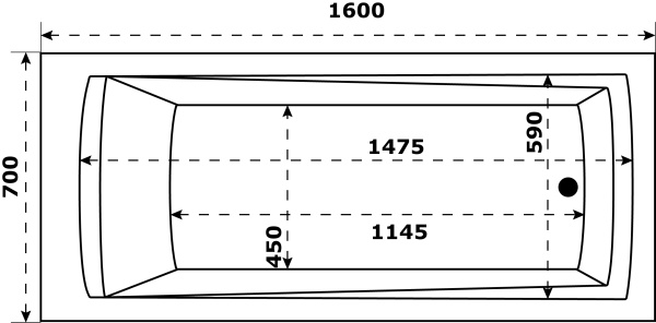 акриловая ванна azario бали 160х70