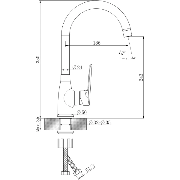 смеситель для кухни esko lagos lg519b черный матовый